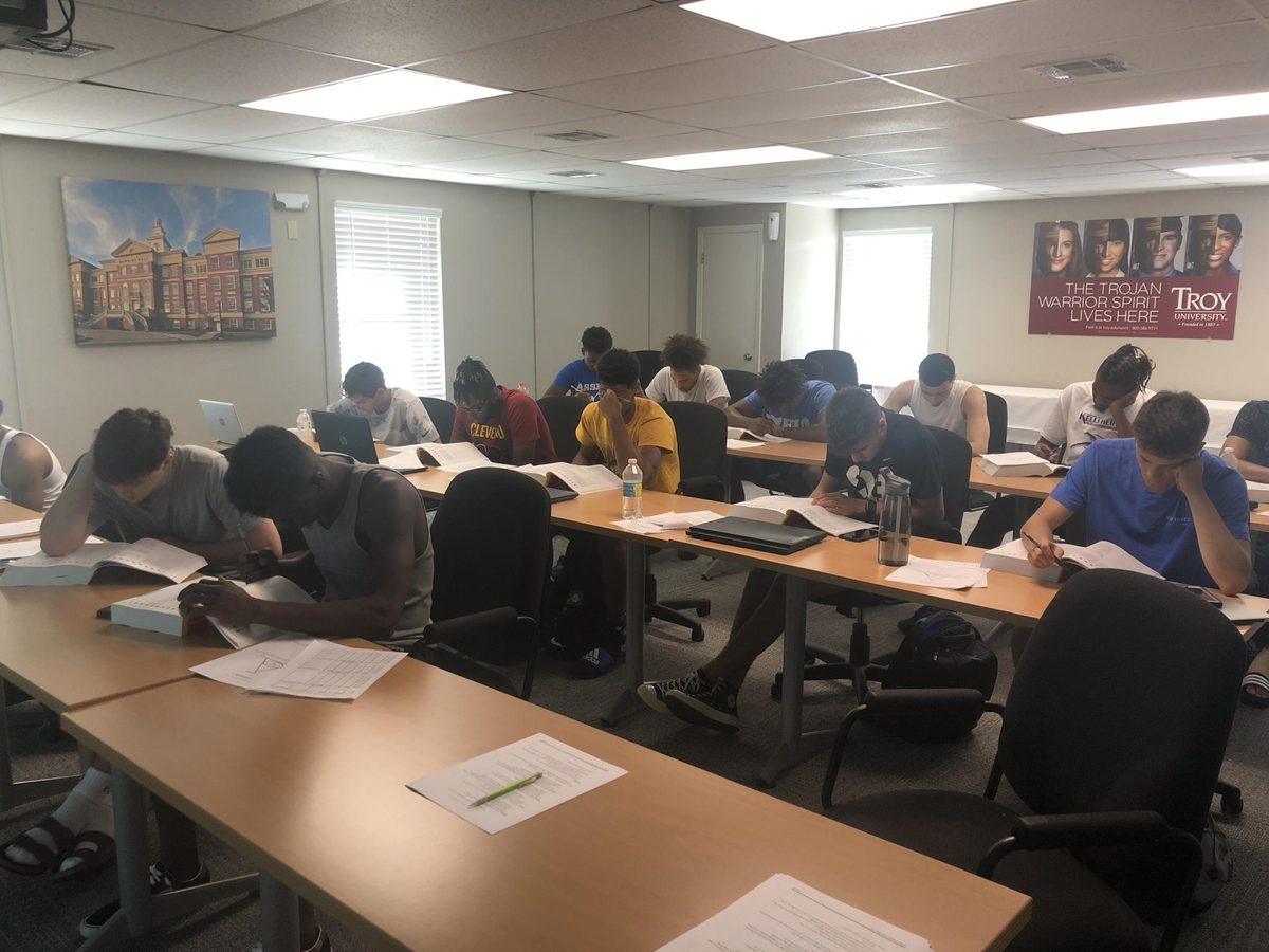 Florida Coastal Prep student-athletes studying together at the Fort Walton Beach campus